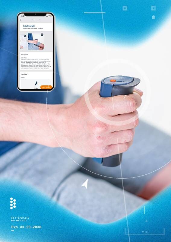 K-Grip in hand with K-Force app and biofeedback